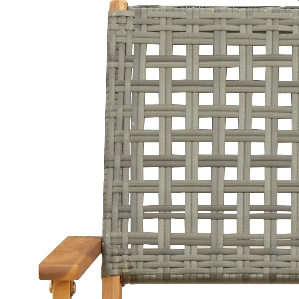 Set da Bistrot 3 pz | Set Salotto da Giardino Grigio in Polyrattan e Legno Massello