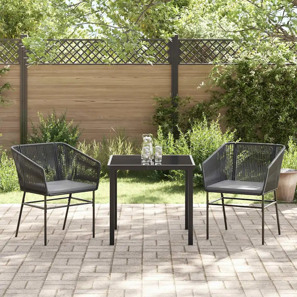 Set da Pranzo per Giardino con cuscino 3 pcs Nero 3380918