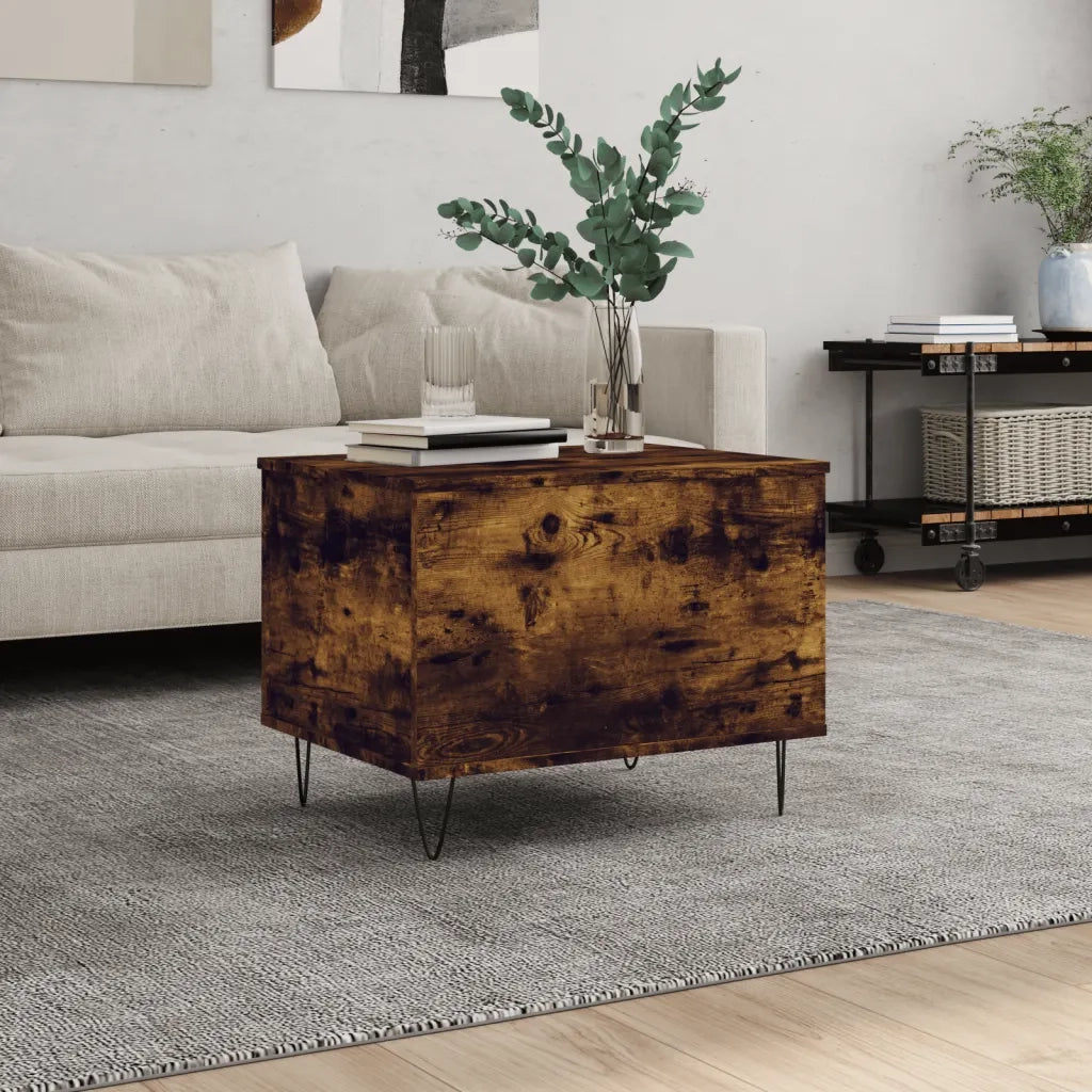 Tavolino da Salotto-Tavolino da soggiorno-Tavolo Rovere Fumo 60x44,5x45 cm Legno Multistrato 344012