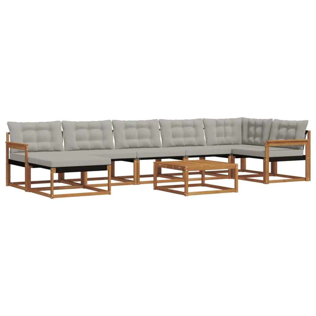 Set di divani da esterno 8 pcs Grigio Naturale e Chiaro