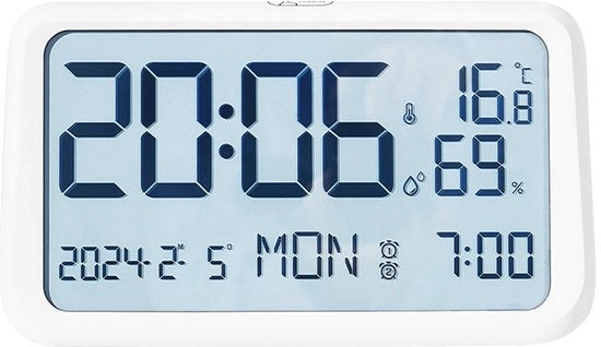 Wekker LCD multifunzionale orologio da parete con luce notturna - Bianco