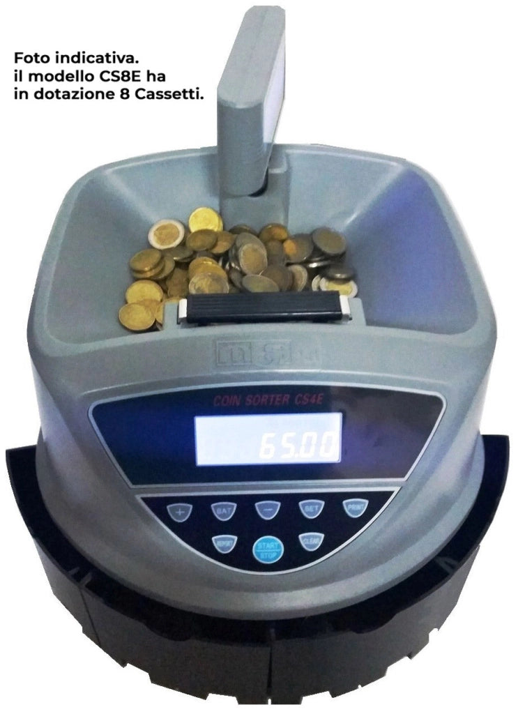 Macchina Conta Monete 8 Cassetti 2 Display MBS Coin Sorter Evolution CS8E Nero