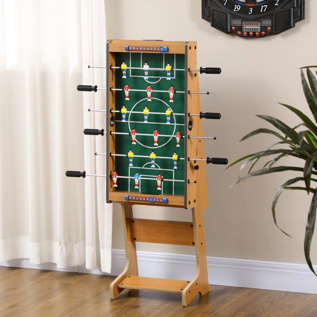 Calcio Balilla Pieghevole in Legno con 6 Aste, 18 Giocatori e Segnapunti, 69x37x70cm