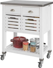 Carrello da Cucina in Acciaio Inossidabile - Bianco - 73 x 46 x 93 cm