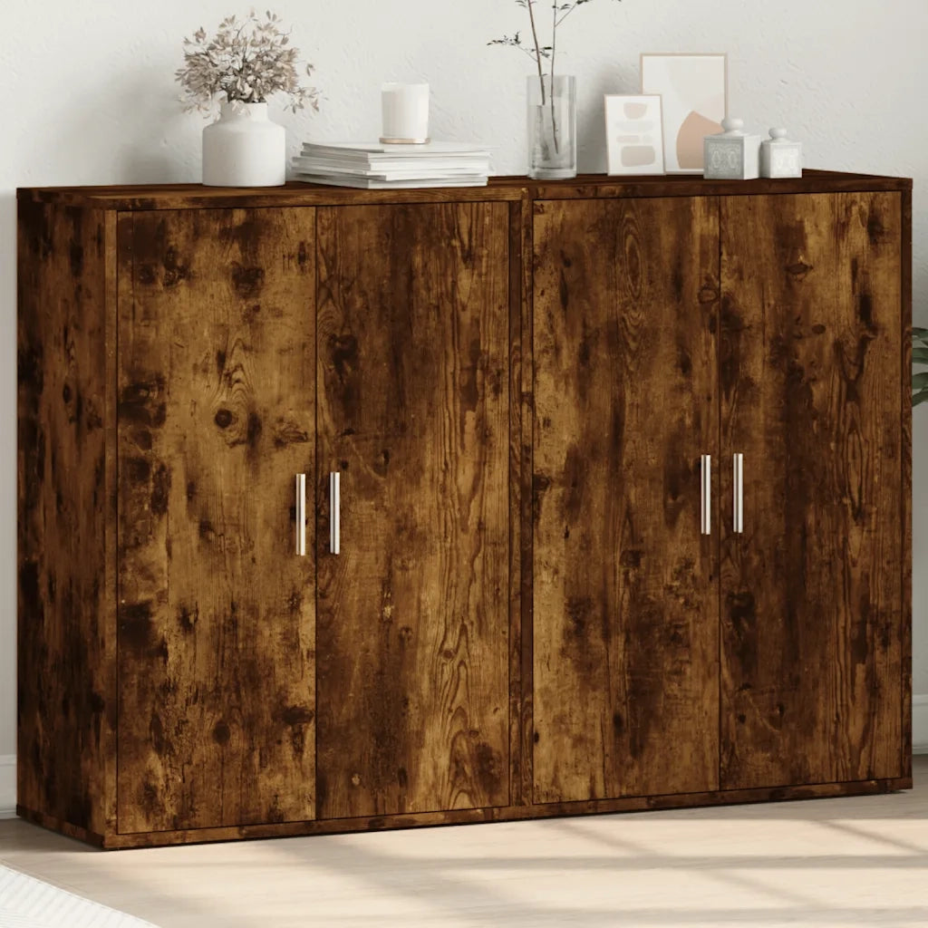 Credenze 2 pz | Madia | Buffet da pranzo | Armadio da pranzo Rovere Fumo 60x31x84 cm in Legno Multistrato