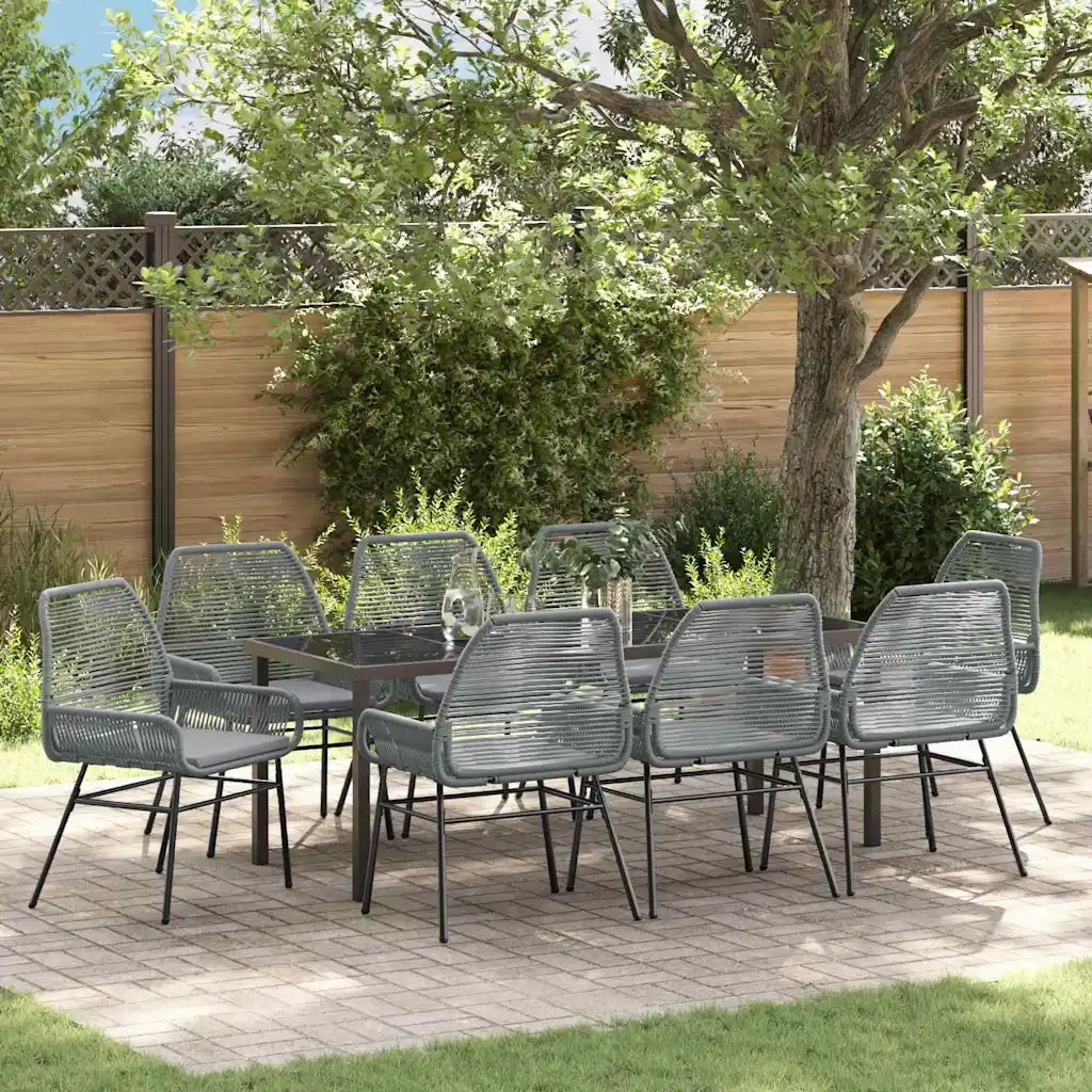 Set da Pranzo per Giardino con cuscino 9 pcs Grigio polyrattan 3380889