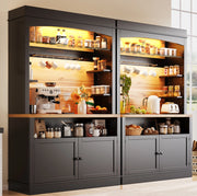 ARMADIO DA CUCINA ALTO 107x43x184 cm Nero LED Set 2 unità