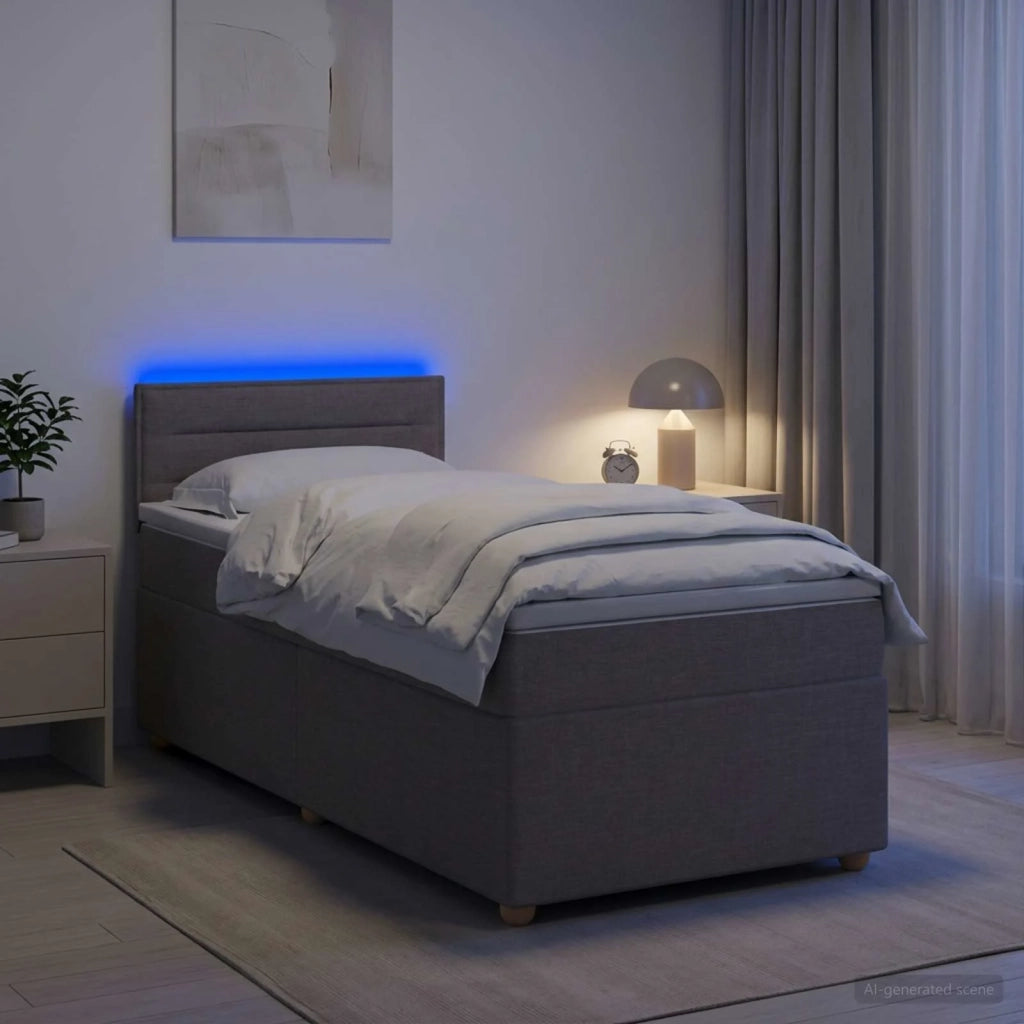 Letto box spring con materasso Tortora 80 x 200 cm Tessuto 3452286