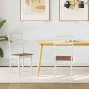 Sedia da pranzo 2 pcs Bianco e Naturale Legno di gomma solido 42020497