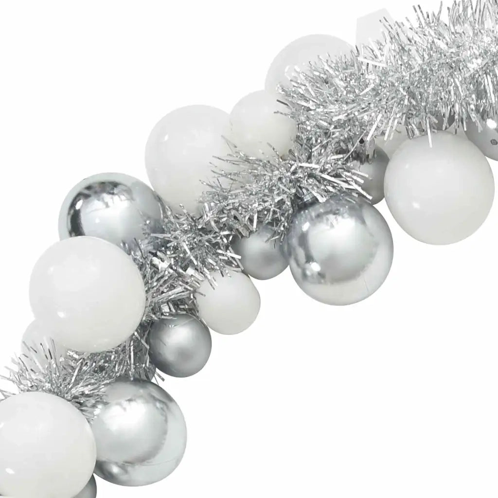 Ghirlanda di Palline di Natale Bianco e Argento 186 cm CFW3890930