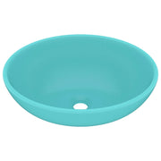 Lavandino-Lavello Lusso Ovale Verde Chiaro Opaco 40x33 cm in Ceramica
