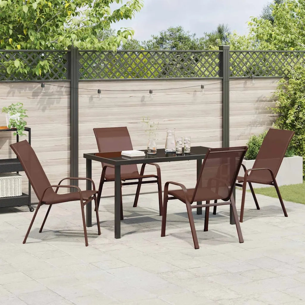 Set da Pranzo per Giardino 5 pcs Marrone e Nero 3379130