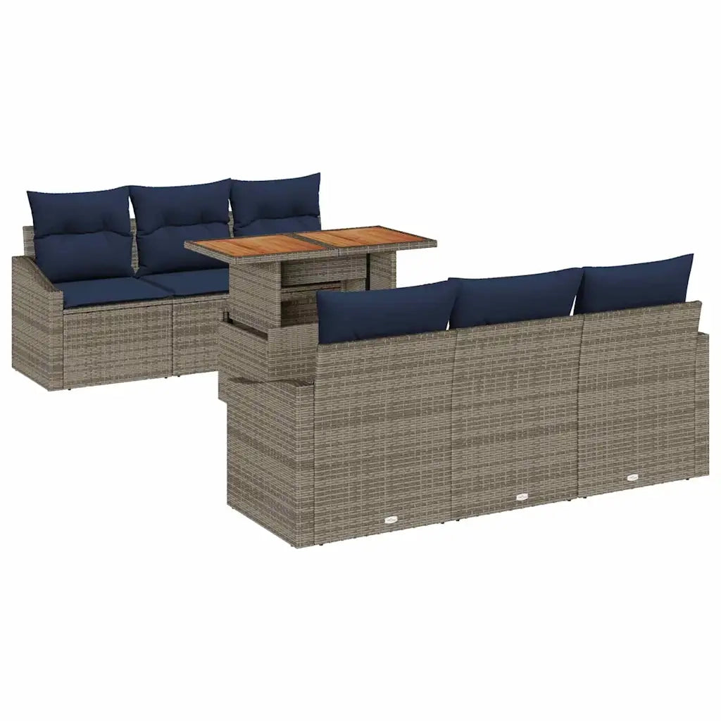 Set Divano da Giardino 7 pcs Grigio Poly Rattan 3358523