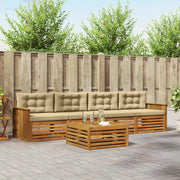 Set di divani da esterno con cuscino 5 pcs Naturale e Beige