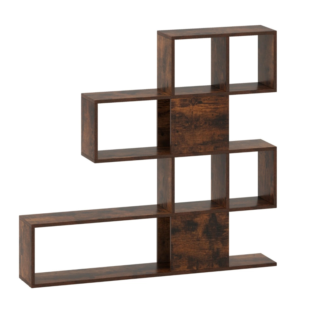 Libreria a forma di scala a 5 livelli con ante-Scaffale decorativo in legno per il soggiorno e l¡¯ufficio Marrone scuro