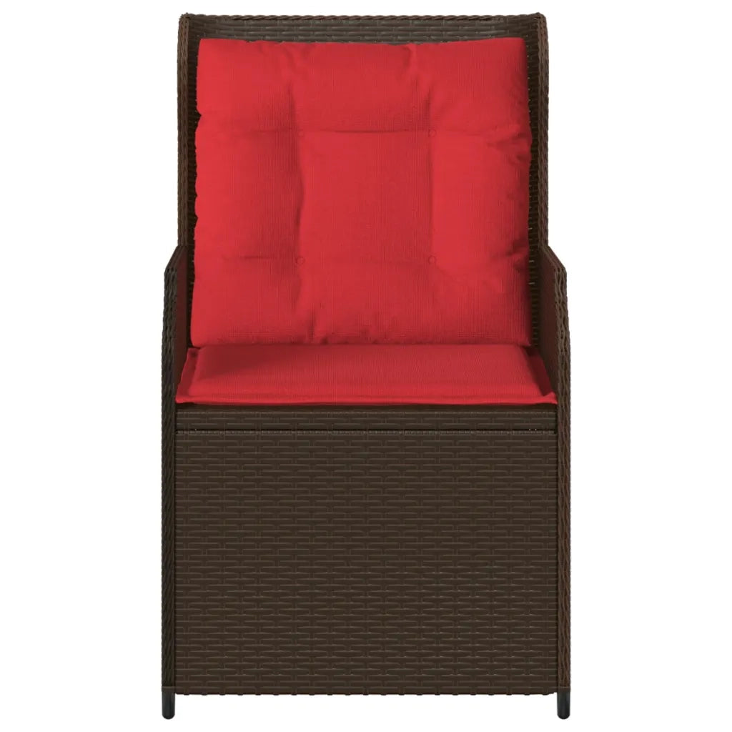 Sedie da giardino reclinabili 2 pz con Cuscini in Polyrattan Marrone 368997