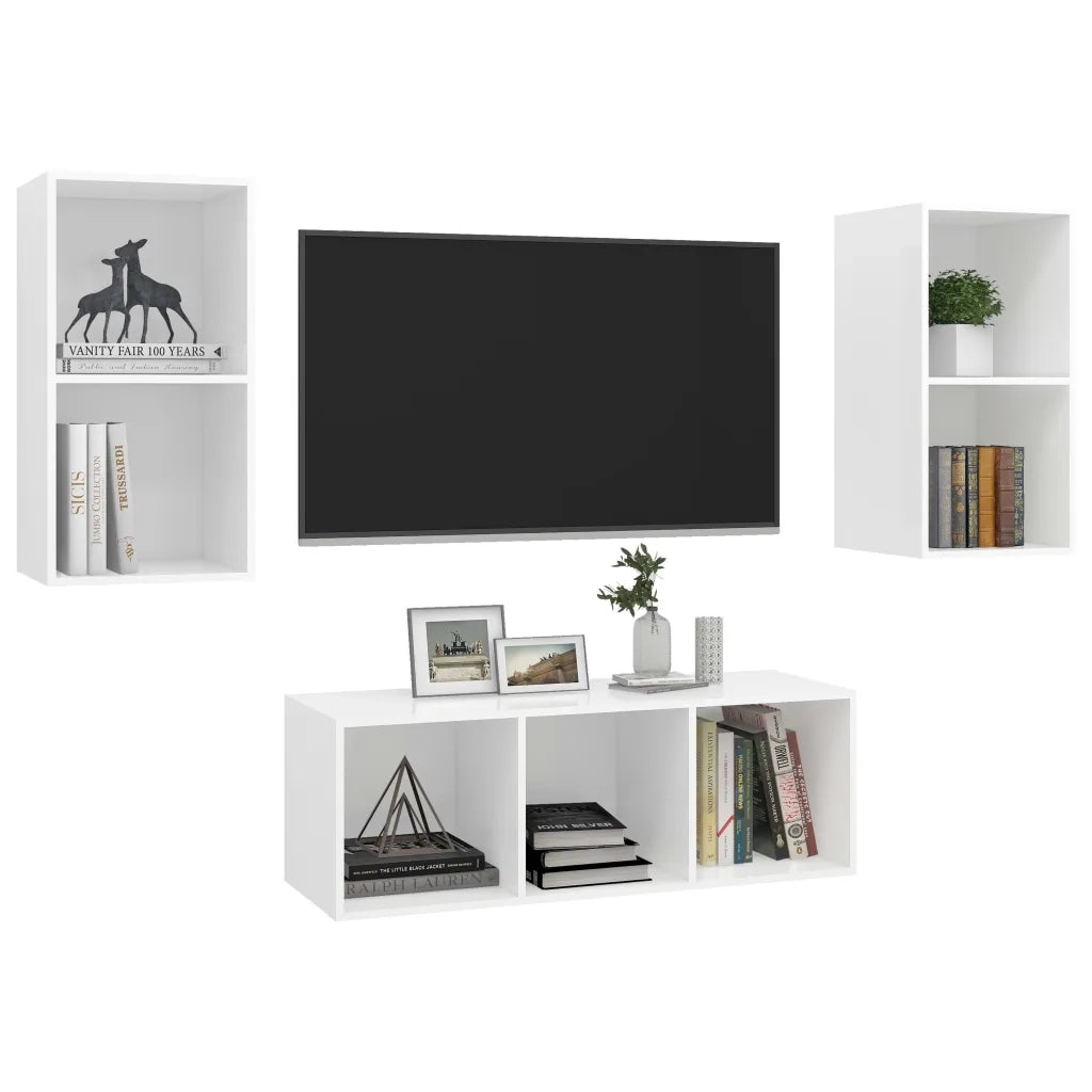 Set Mobile TV 3 pz Bianco in Truciolato 3079736