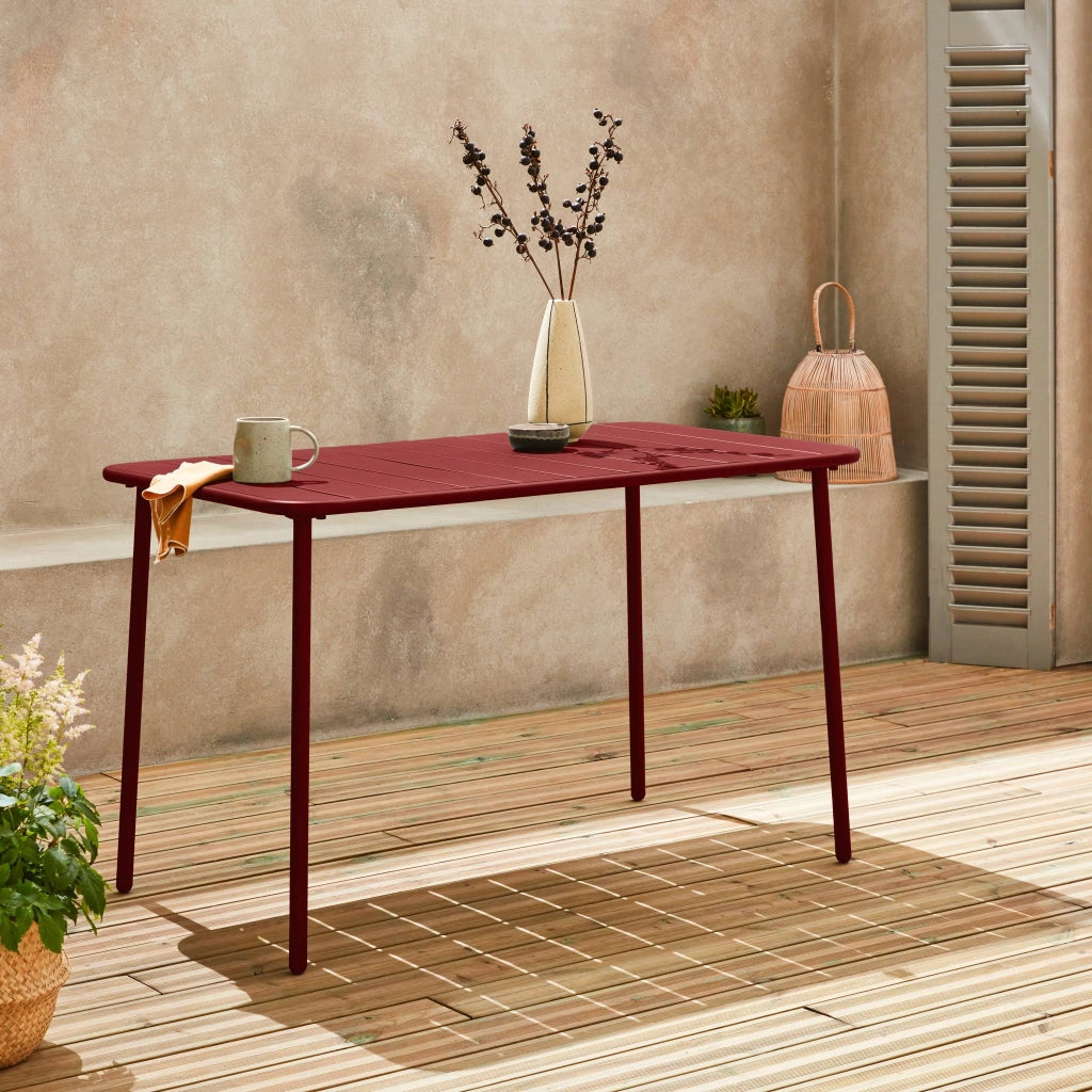 Tavolo da giardino in acciaio, 4 posti, 120cm, terra di siena