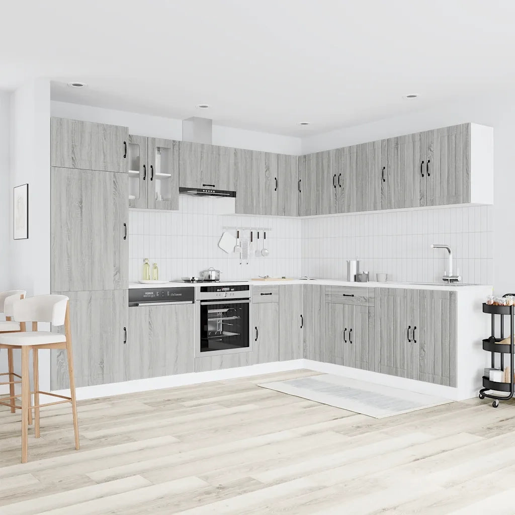 vidaXL Set Mobili da Cucina 14 pz Lucca Grigio Sonoma in Truciolato