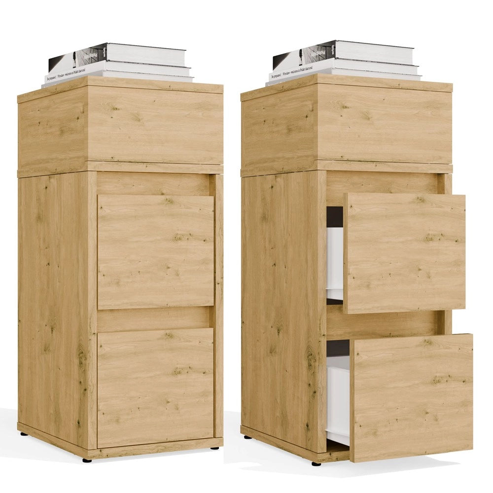 Comodino york tavolino nocny ripiano 2 cassetti per camera da letto rovere artisan