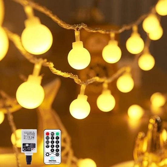 Luminaria a filo 25 m 200 led decorativa con timer e memoria funzione di comando a distanza ideale per interni con presa per matrimonio esterno bianco caldo.