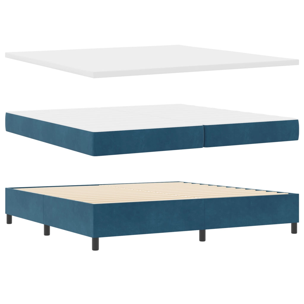 Letto Box Spring con Materasso & LED Blu Scuro 200x200 cm Velluto