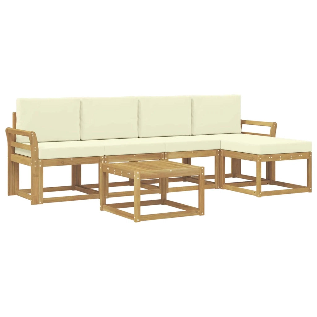 Set di divani da esterno con cuscino 6 pcs Bianco e Crema