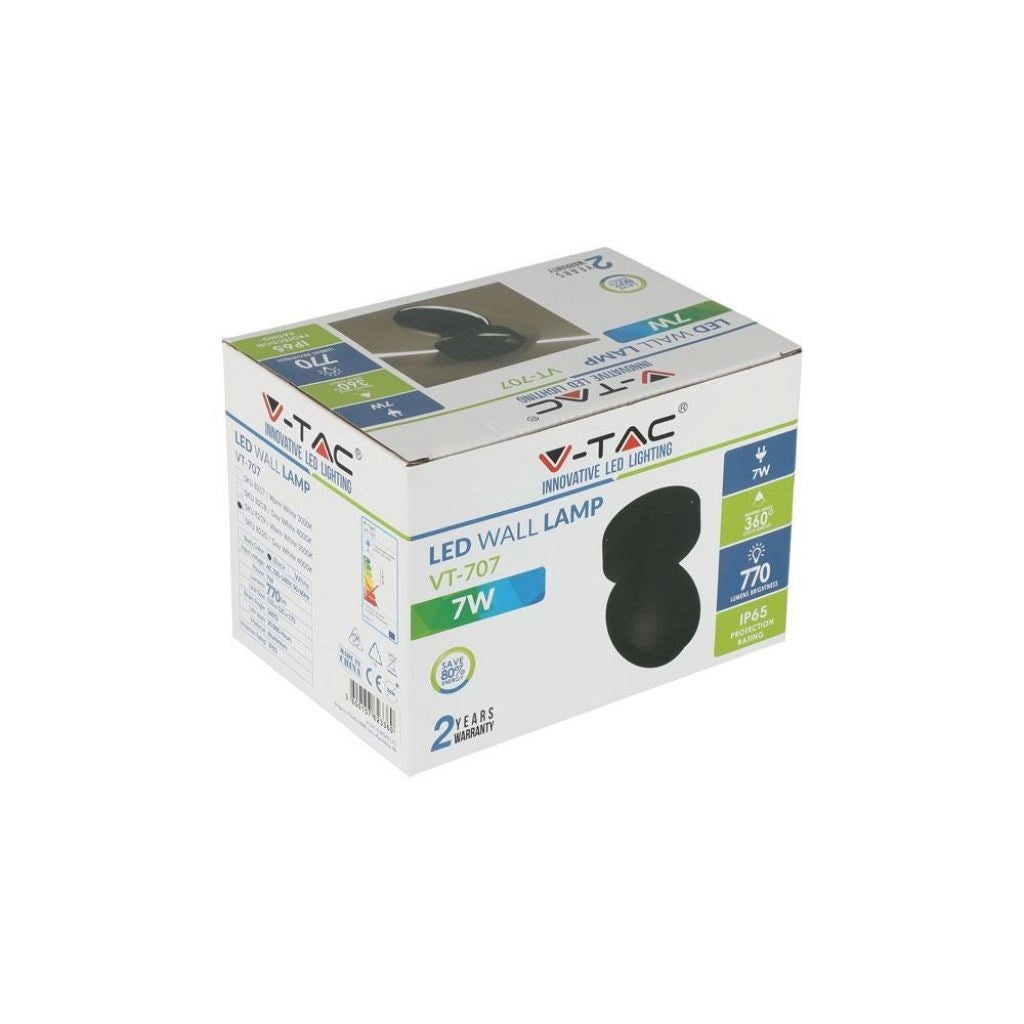 Lampada applique a led 7w a muro Wall Light Black Body Body 3000K IP65