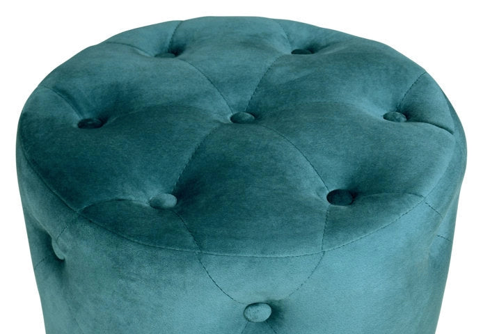 Pouf in velluto capitonnÃ© verde petrolio, poggiapiedi - Honey - PO26HO