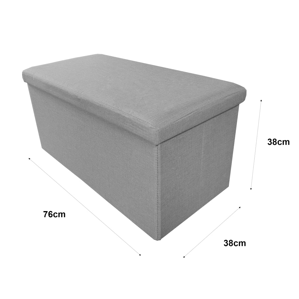 Puff Ottomano Portaoggetti Rettangolare in Tessuto Pieghevole 76x38x38cm | Nyana Casa | Stile ottomano | Tessuto Resistente | Nero, grigio e beige