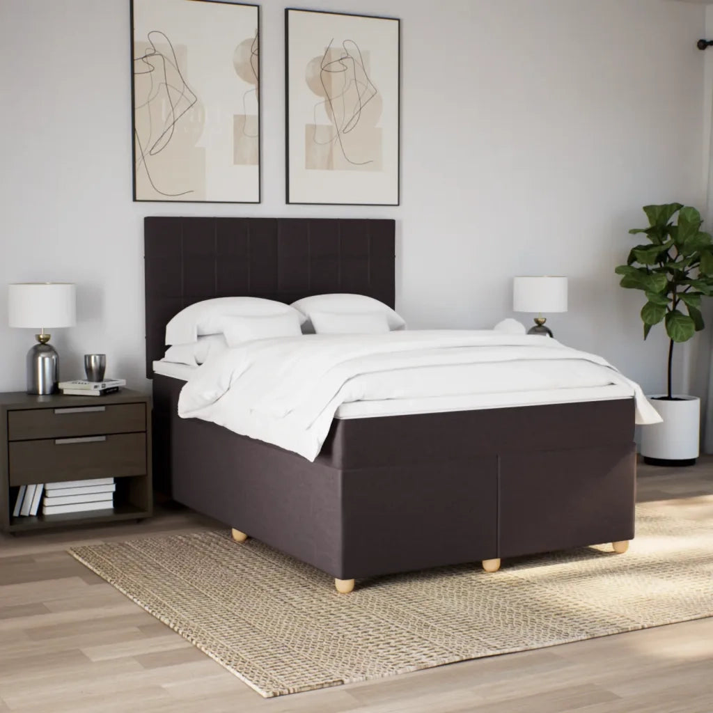 vidaXL Giroletto a Molle con Materasso Marrone Scuro 140x200cm Tessuto
