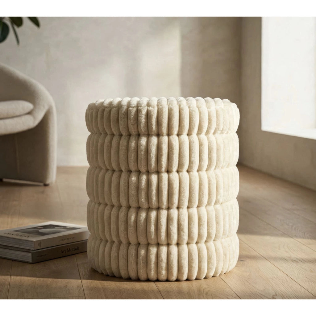 Pouf Levels in poliestere bianco