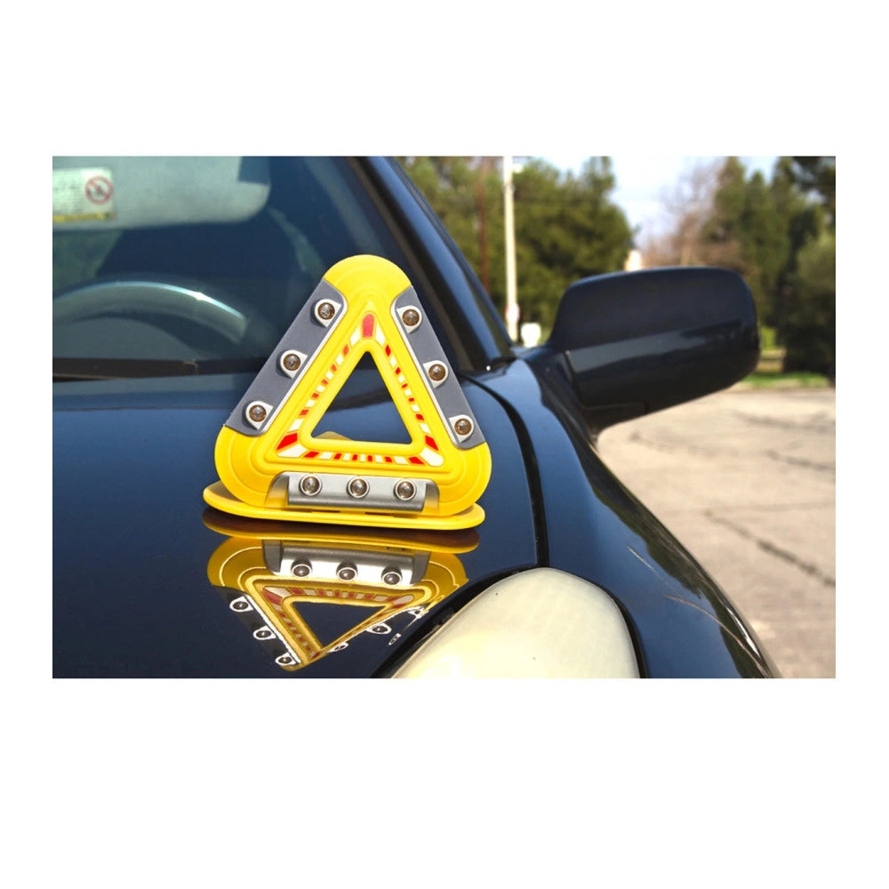 Trade Shop - Triangolo Di Emergenza Per Auto A 9 Led Ricaricabile Segnale Pericolo Magnetico -