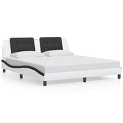 Letto matrimoniale | Letto per adulti | Giroletto senza Materasso Zadar Bianco e Nero 180x200 cm in Similpelle