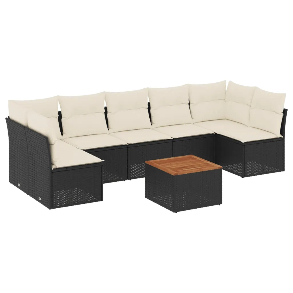 Set Divani da Giardino con Cuscini 8 pz Nero in Polyrattan 3223571
