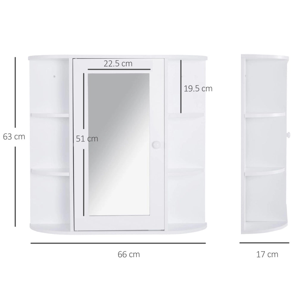 Specchiera da Bagno 1 Anta coon Mensole 66x17x63 cm in Legno  Bianca