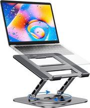 Stazione di lavoro regolabile - Stazione di lavoro ergonomica regolabile con base rotativa 360° - Grigio (Space Grey) - Compatibile con tutti i laptop da 10 a 17 pollici