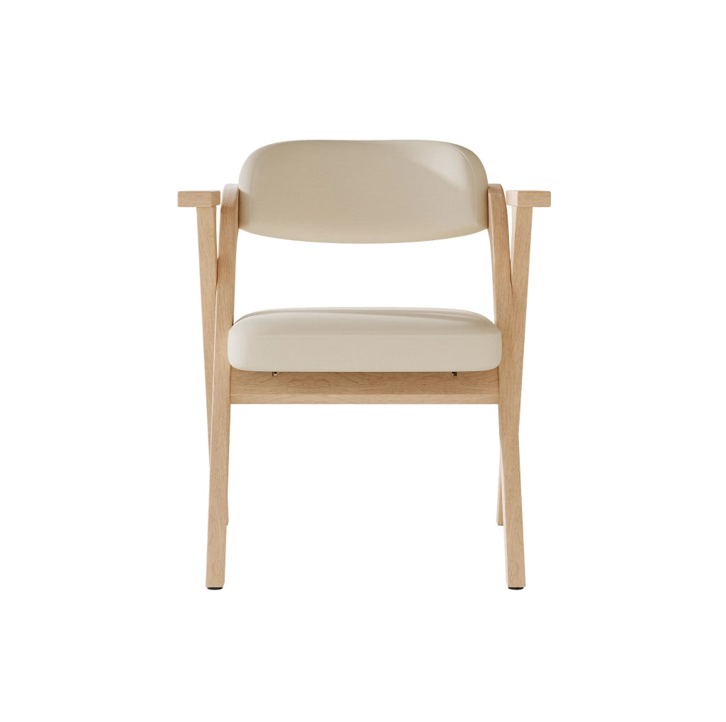 Set di 2 sedie da pranzo pieghevoli in legno massello con cuscino in lino beige