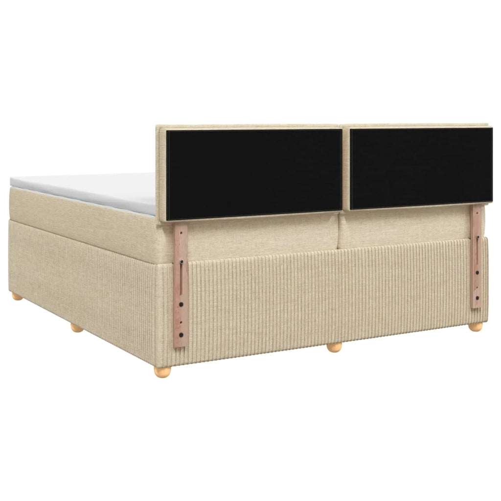 Letto box spring con materasso Crema 200 x 200 cm Tessuto 3451543