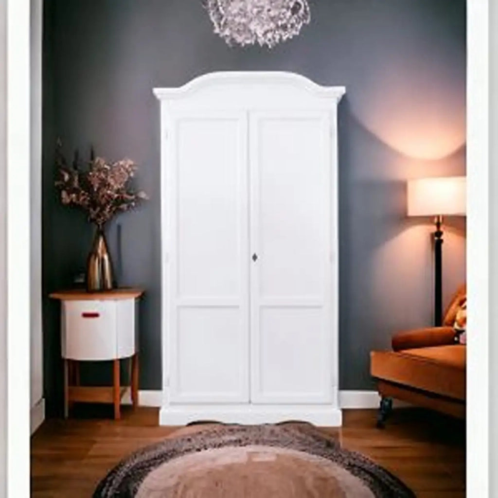 Armadio gendarme in legno Shabby chic 2 ante battenti bianco