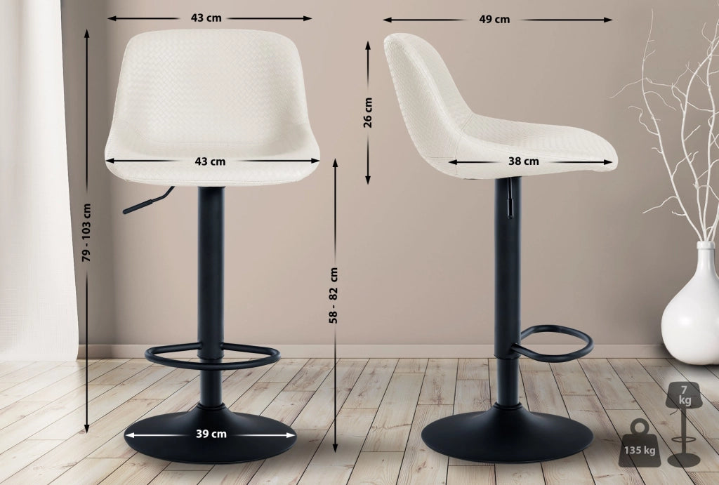 Sgabello da bar 2er Loft crema,Finta pelle