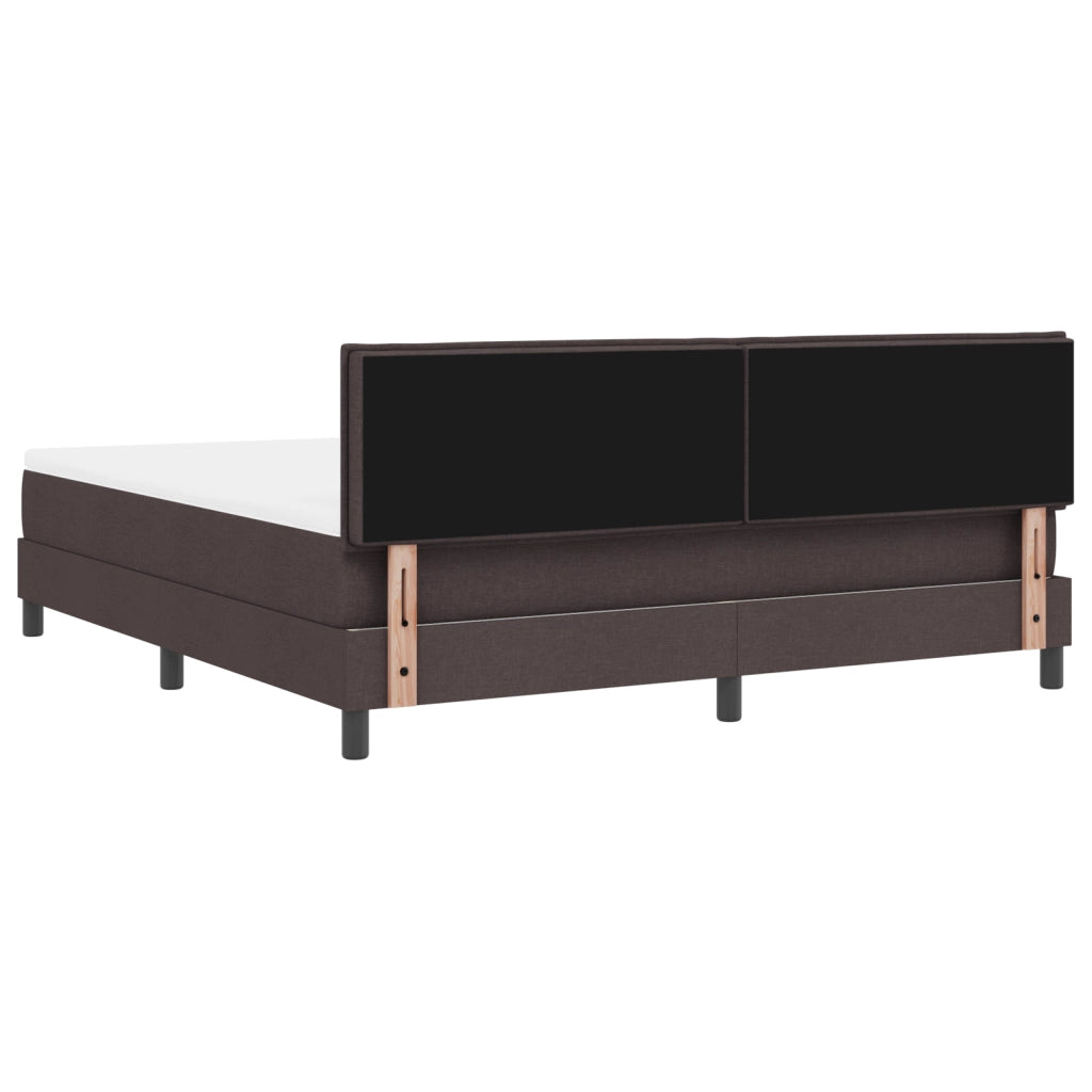 Letto Box Spring con Materasso e LED Marrone Scuro 180x200 cm Tessuto
