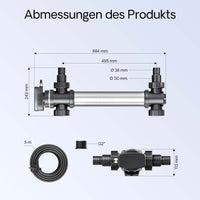 CUV-755 Chiarificatore UVC per laghetti acciaio inox 55W Sterilizzatore