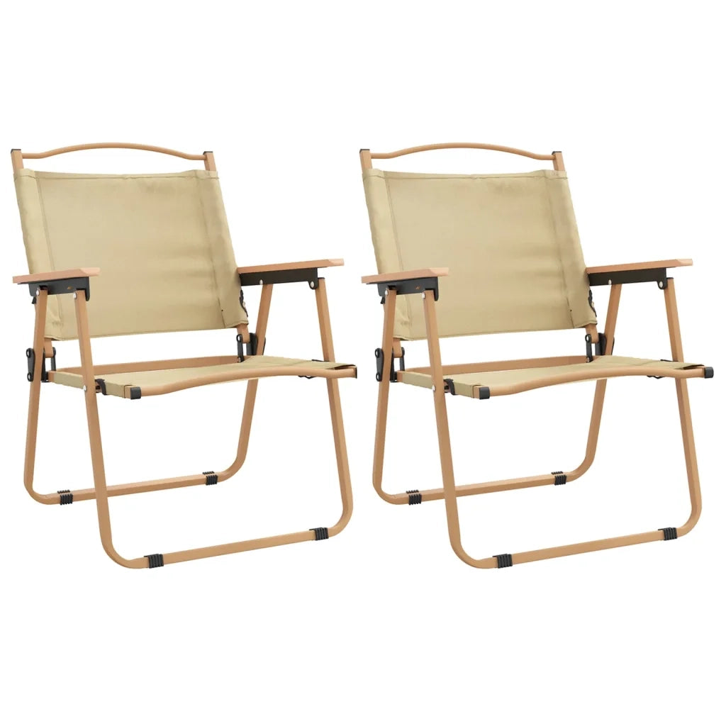 Sedie da Campeggio 2 pz | Sedie da Esterno Beige 54x55x78 cm Tessuto Oxford