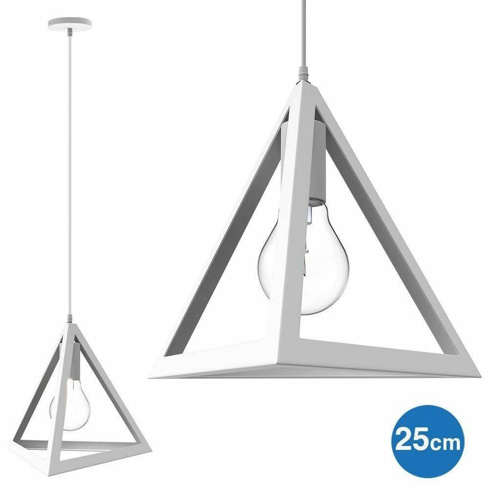 Trade Shop - Lampadario Lampada Sospensione Piramide 25cm Design Moderno Paralume Bianco -