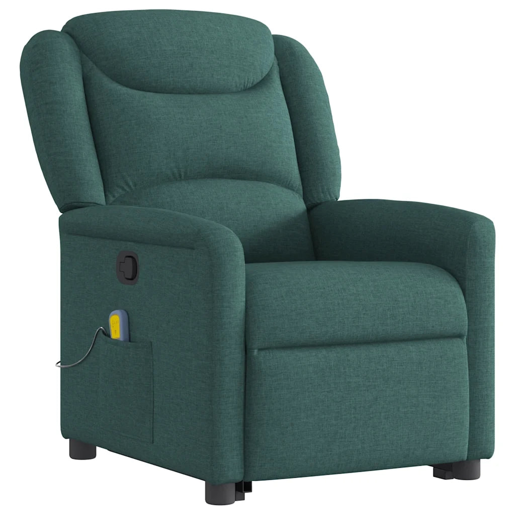 Poltrona Alzapersona Massaggiante Verde Scuro in Tessuto 3303210