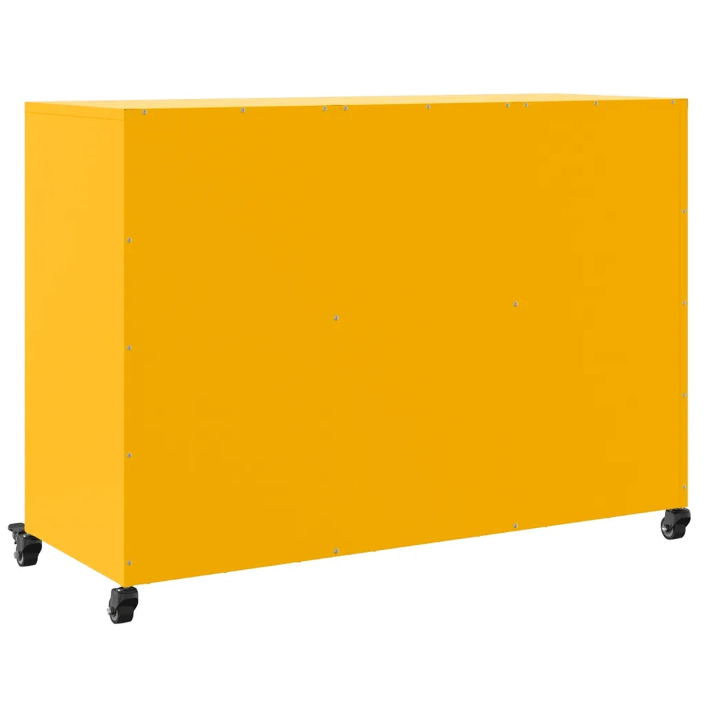 Credenza-Buffet-Armadio da cucina Giallo Senape 100,5x39x72 cm Acciaio Laminato a Freddo