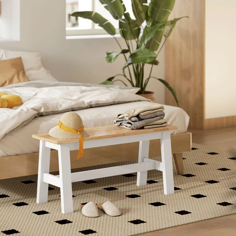 PANCA per 2 persone 95x30x45 cm in Rubberwood Rovere e Bianco