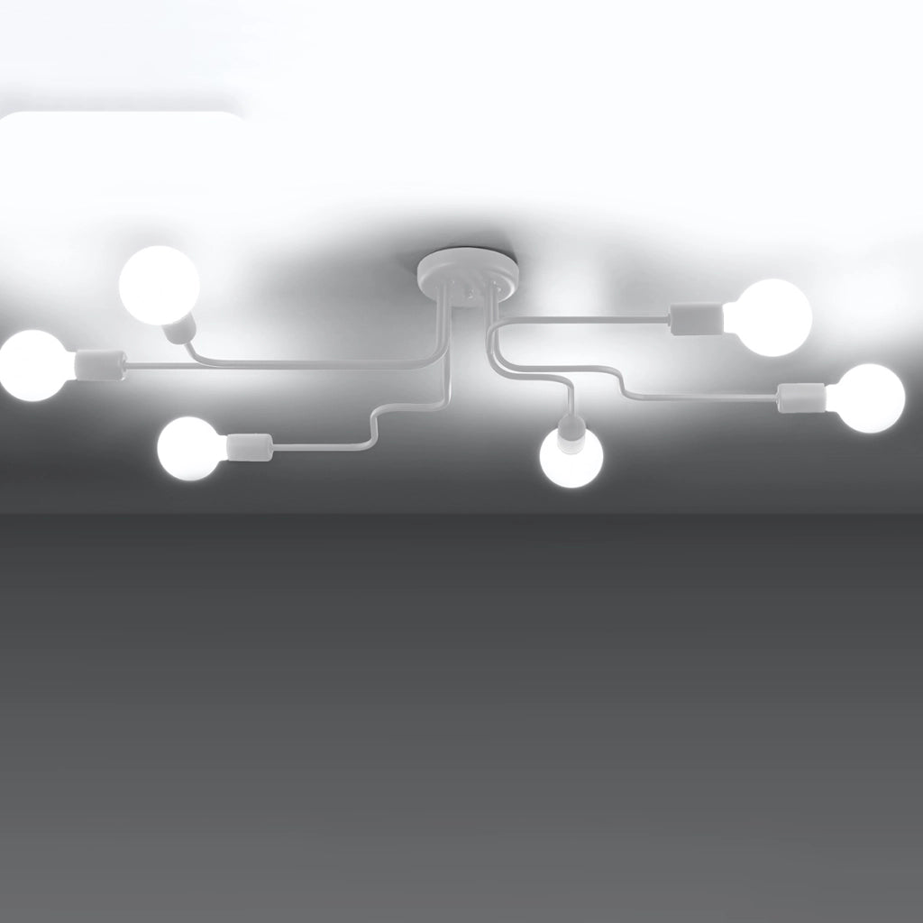 Lampada da soffitto Crimson Vector 6x E27 LED 15W Acciaio Bianco Industriale