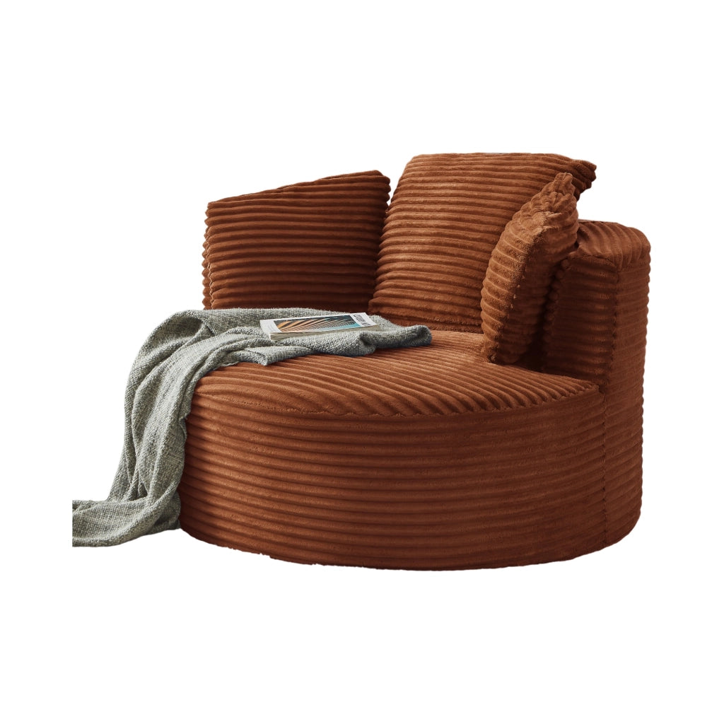 POLTRONA rotonda in velluto a coste 35.0×35.0×123.0 cm arancione